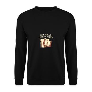 Oops spilled coffee on my book funnier - Unisex Sweatshirt - black - Front - Alina (178cm) & Michal (187cm)