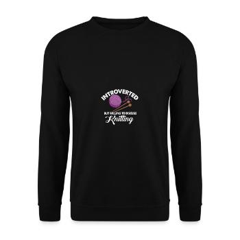 Introvertiertes lustiges Zitat, aber bereit, das S - Unisex Pullover - Schwarz - Vorne - Alina (178cm) & Michal (187cm)