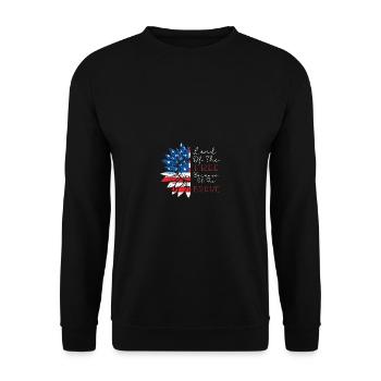 Land der Freien wegen der mutigen patriotischen Bl - Unisex Pullover - Schwarz - Vorne - Alina (178cm) & Michal (187cm)