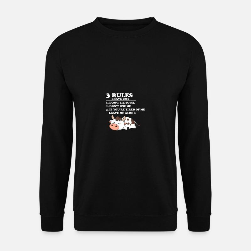 Ich habe 3 Regeln Ich lüge mich nicht an Kuh Weihn - Unisex Pullover - Schwarz