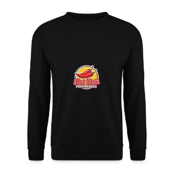 Heiße Chili -Paprika rotes Design lustiges Zitat c - Unisex Pullover - Schwarz - Vorne - Alina (178cm) & Michal (187cm)