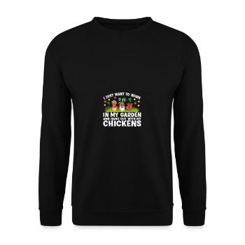 Je veux juste être dans mon jardin avec mes poules - Sweat-shirt Unisexe - noir - Devant - Alina (178cm) & Michal (187cm)