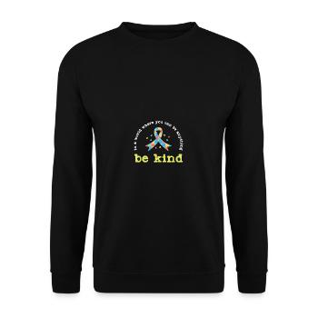 Lustiges Zitat Güte Ribbon Herz Autismus - Unisex Pullover - Schwarz - Vorne - Alina (178cm) & Michal (187cm)