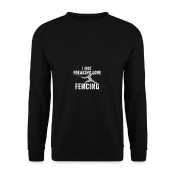 Fechtkunst lustiges Zitat für Fechterschwert Sport - Unisex Pullover - Schwarz - Vorne - Alina (178cm) & Michal (187cm)