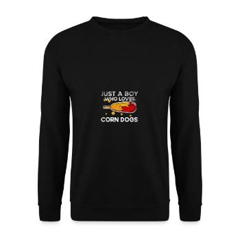 Juste un garçon qui aime la nourriture Korean Corn Dogs - Sweat-shirt Unisexe - noir - Devant - Alina (178cm) & Michal (187cm)