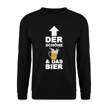 Der schöne und das Bier - Unisex Pullover - Schwarz - Vorne - Alina (178cm) & Michal (187cm)