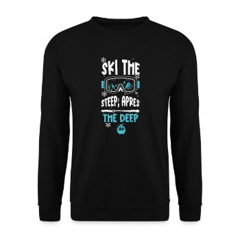 Ski the steep, après the deep - Unisex Sweatshirt - black - Front - Alina (178cm) & Michal (187cm)