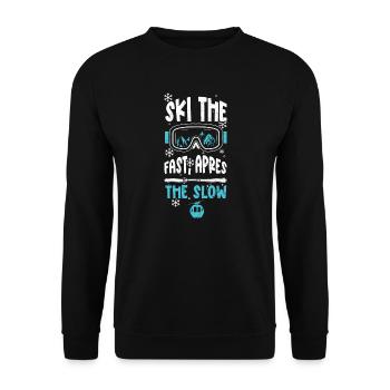 Ski the fast, après the slow - Unisex Sweatshirt - black - Front - Alina (178cm) & Michal (187cm)