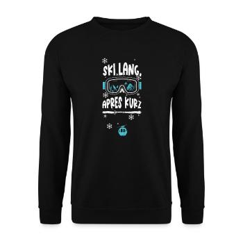 Ski lang, Apres kurz - Apres Ski - Unisex Pullover - Schwarz - Vorne - Alina (178cm) & Michal (187cm)