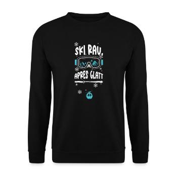 Ski rau, Apres glatt - Apres Ski - Unisex Pullover - Schwarz - Vorne - Alina (178cm) & Michal (187cm)