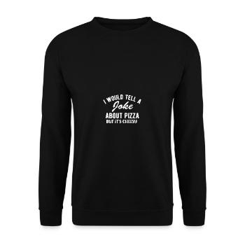 Les thés blagues Kithy racontent une blague sur la pizza, - Sweat-shirt Unisexe - noir - Devant - Alina (178cm) & Michal (187cm)