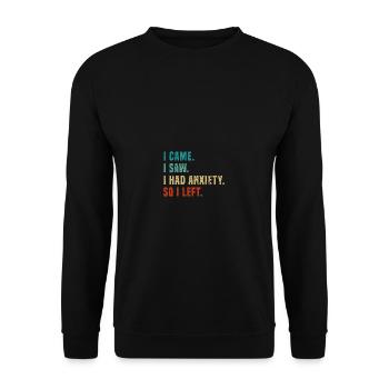 Vintage Ich kam, ich sah, dass ich Angst hatte, al - Unisex Pullover - Schwarz - Vorne - Alina (178cm) & Michal (187cm)