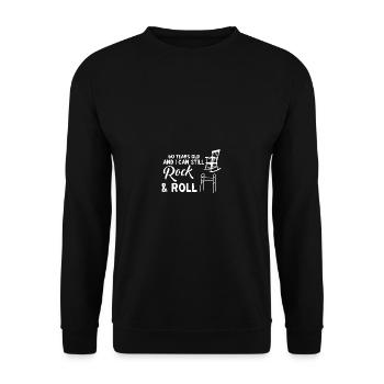 Lustiger 60. Bday Gag lustiges Zitat Rock'n'Roll - Unisex Pullover - Schwarz - Vorne - Alina (178cm) & Michal (187cm)