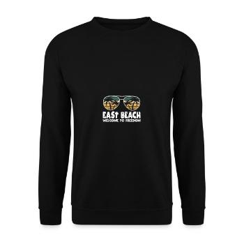 East Beach Willkommen zu Freiheitserlaub - Unisex Pullover - Schwarz - Vorne - Alina (178cm) & Michal (187cm)