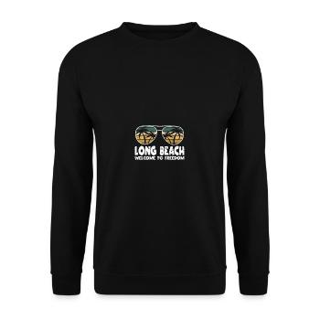Long Beach Welcome to Freiheitserlaub - Unisex Sweatshirt - black - Front - Alina (178cm) & Michal (187cm)