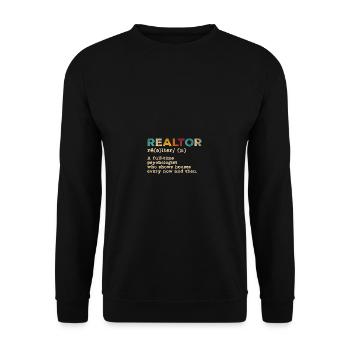 Vintage Quote Realtor Definition Immobilienmakler - Unisex Pullover - Schwarz - Vorne - Alina (178cm) & Michal (187cm)