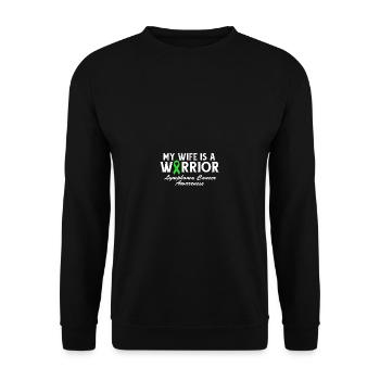 My wife is a warrior -Green Ribbon -lymphoma - Unisex Sweatshirt - black - Front - Alina (178cm) & Michal (187cm)