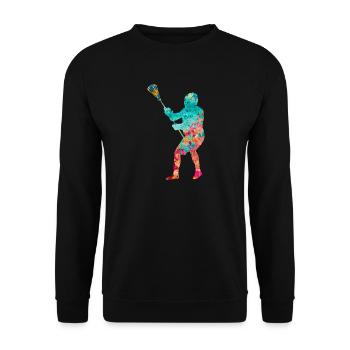 Lacrosse Player PopArt - Unisex Sweatshirt - black - Front - Alina (178cm) & Michal (187cm)