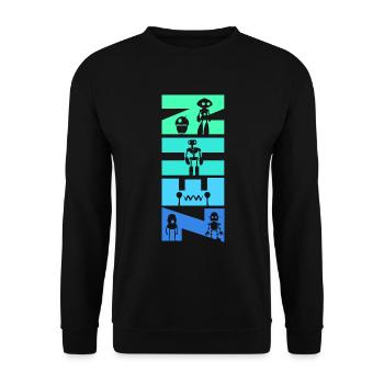 Geburtstag Kinder 10 Jahre alt Robotik Roboter - Unisex Pullover - Schwarz - Vorne - Alina (178cm) & Michal (187cm)