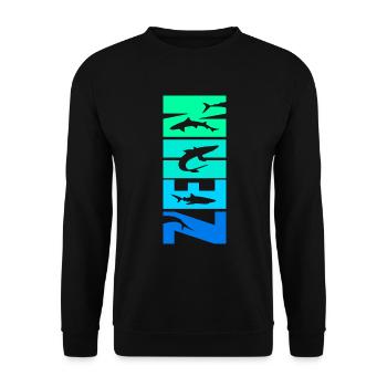 10. Geburtstag Haie Junge 10 Jahre alt Weißer Hai - Unisex Pullover - Schwarz - Vorne - Alina (178cm) & Michal (187cm)