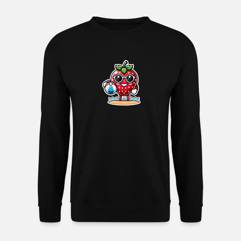 Erdbeere am Strand - Unisex Pullover - Schwarz