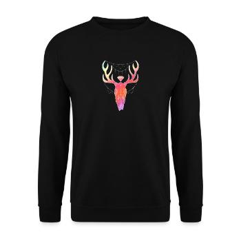 Crâne d'art ligne Stag - Sweat-shirt Unisexe - noir - Devant - Alina (178cm) & Michal (187cm)