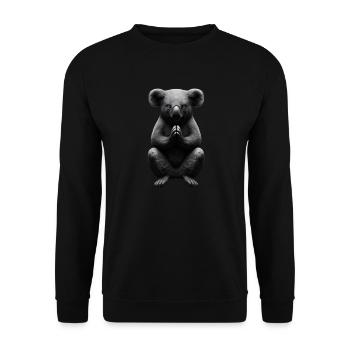 Betender Koala Buddha - Unisex Pullover - Schwarz - Vorne - Alina (178cm) & Michal (187cm)