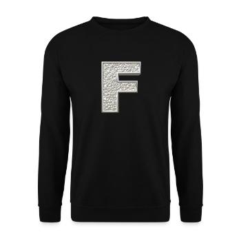 F, letter, letter F, initial, initial F, monogram, - Unisex Pullover - Schwarz - Vorne - Alina (178cm) & Michal (187cm)