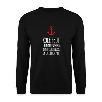 Plattdeutsch Anker Krusen Büdel Lütten Pint - Unisex Pullover - Schwarz - Vorne - Alina (178cm) & Michal (187cm)