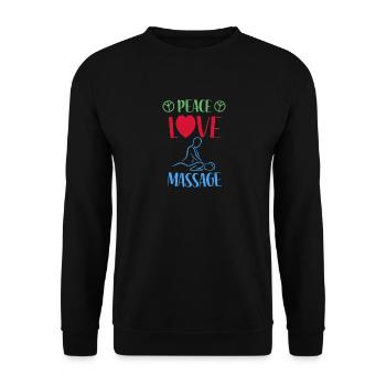Frieden Liebe Massage - Unisex Pullover - Schwarz - Vorne - Alina (178cm) & Michal (187cm)