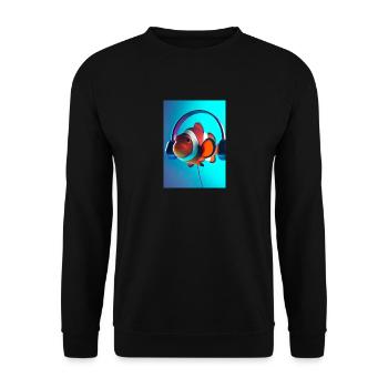 Clownfisch Kopfhörer - Unisex Pullover - Schwarz - Vorne - Alina (178cm) & Michal (187cm)