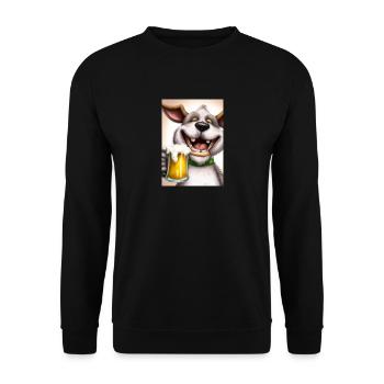Lustiger Hund mit Bier - Unisex Pullover - Schwarz - Vorne - Alina (178cm) & Michal (187cm)