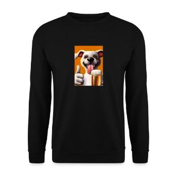Lustiger Hund mit Bier - Unisex Pullover - Schwarz - Vorne - Alina (178cm) & Michal (187cm)