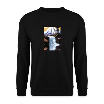 Japan Tower Wasserfall Gemälde - Unisex Pullover - Schwarz - Vorne - Alina (178cm) & Michal (187cm)