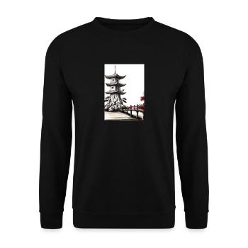 Japanische Turmbrücke - Unisex Pullover - Schwarz - Vorne - Alina (178cm) & Michal (187cm)