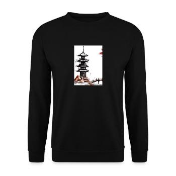 Japanische Turmbrücke - Unisex Pullover - Schwarz - Vorne - Alina (178cm) & Michal (187cm)