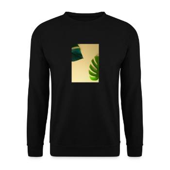 Monstera-Blätter - Unisex Pullover - Schwarz - Vorne - Alina (178cm) & Michal (187cm)