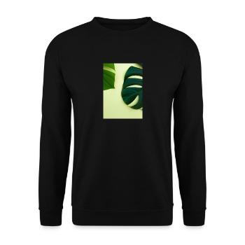 Monstera-Blätter - Unisex Pullover - Schwarz - Vorne - Alina (178cm) & Michal (187cm)