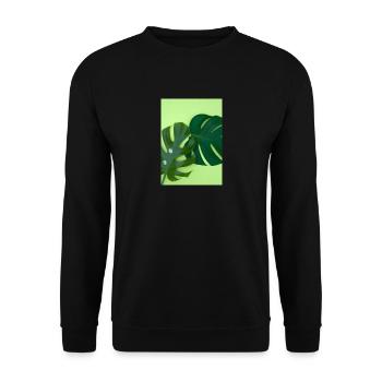Monstera-Blätter - Unisex Pullover - Schwarz - Vorne - Alina (178cm) & Michal (187cm)