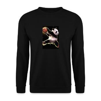Basketball Dunk Panda - Unisex Pullover - Schwarz - Vorne - Alina (178cm) & Michal (187cm)