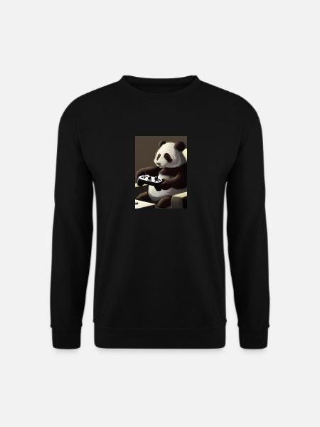 Panda mit Controller - Unisex Pullover - Schwarz