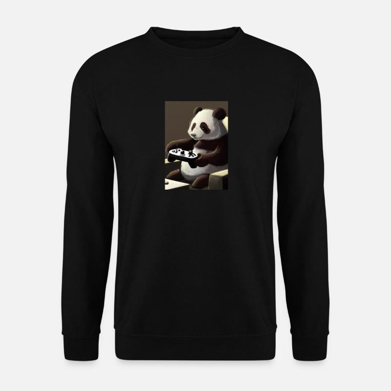 Panda mit Controller - Unisex Pullover - Schwarz