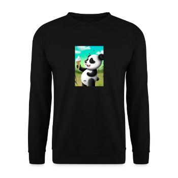 Panda mit Eiscreme - Unisex Pullover - Schwarz - Vorne - Alina (178cm) & Michal (187cm)
