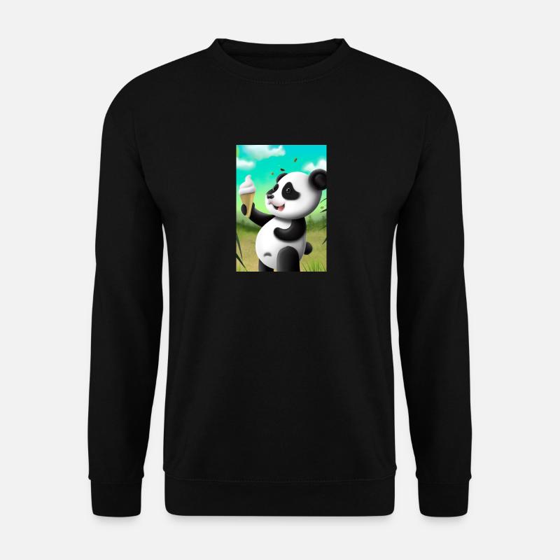Panda mit Eiscreme - Unisex Pullover - Schwarz