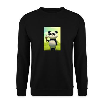 Panda mit Eiscreme - Unisex Pullover - Schwarz - Vorne - Alina (178cm) & Michal (187cm)