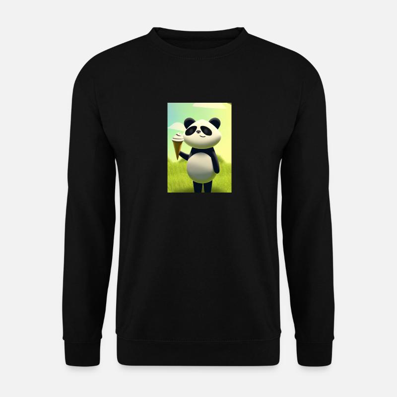 Panda mit Eiscreme - Unisex Pullover - Schwarz