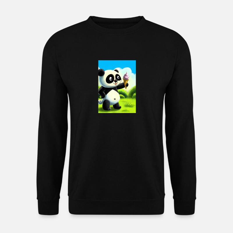 Panda mit Eiscreme - Unisex Pullover - Schwarz