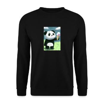 Panda mit Eiscreme - Unisex Pullover - Schwarz - Vorne - Alina (178cm) & Michal (187cm)