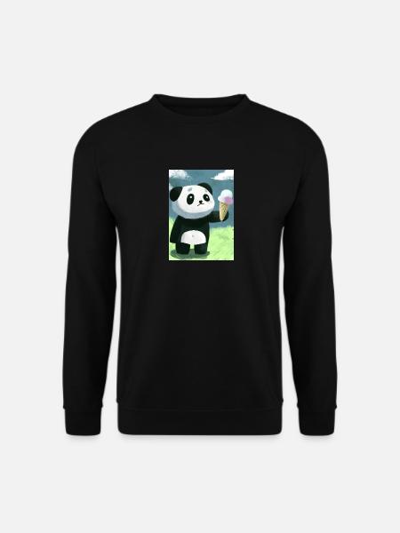 Panda mit Eiscreme - Unisex Pullover - Schwarz