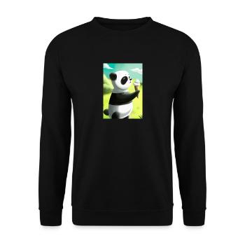 Panda mit Eiscreme - Unisex Pullover - Schwarz - Vorne - Alina (178cm) & Michal (187cm)